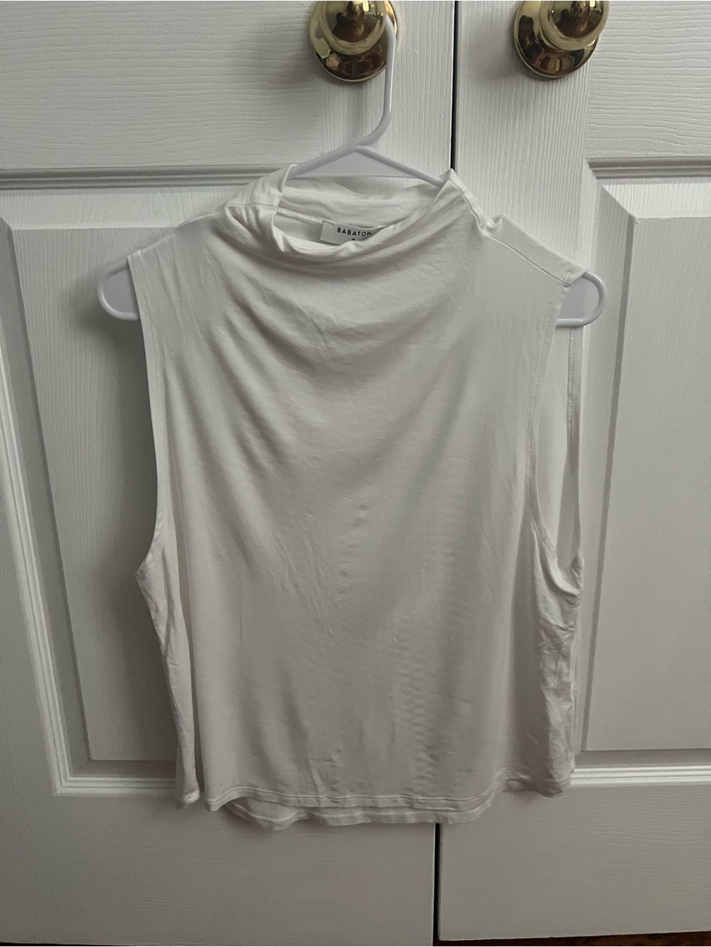Aritzia Babaton Sleeveless Mock Neck Top - White